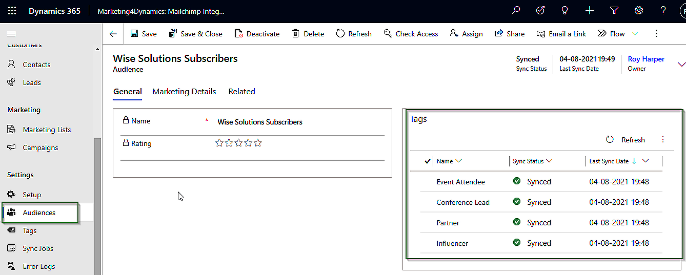 마케팅 4dynamics - MailChimp를 Dynamics 365 Crm과 통합하십시오 미디어 4