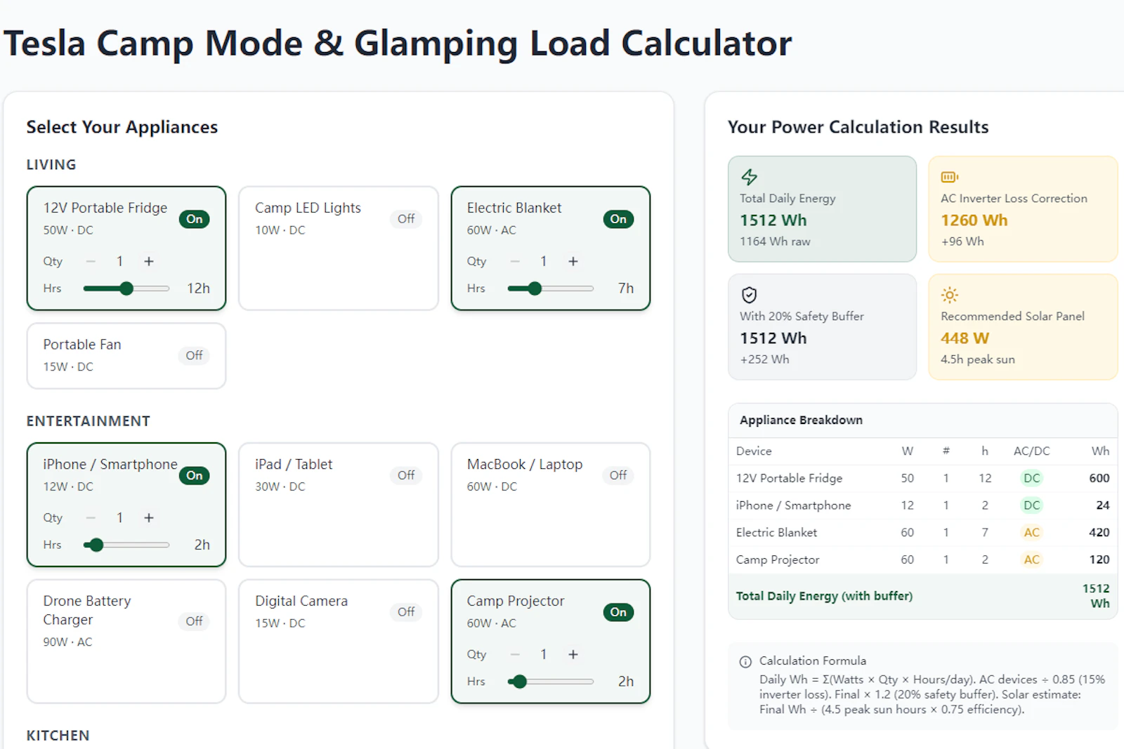 CampPowerCalc screenshot 2