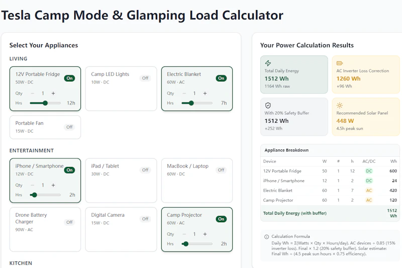 CampPowerCalc screenshot 2
