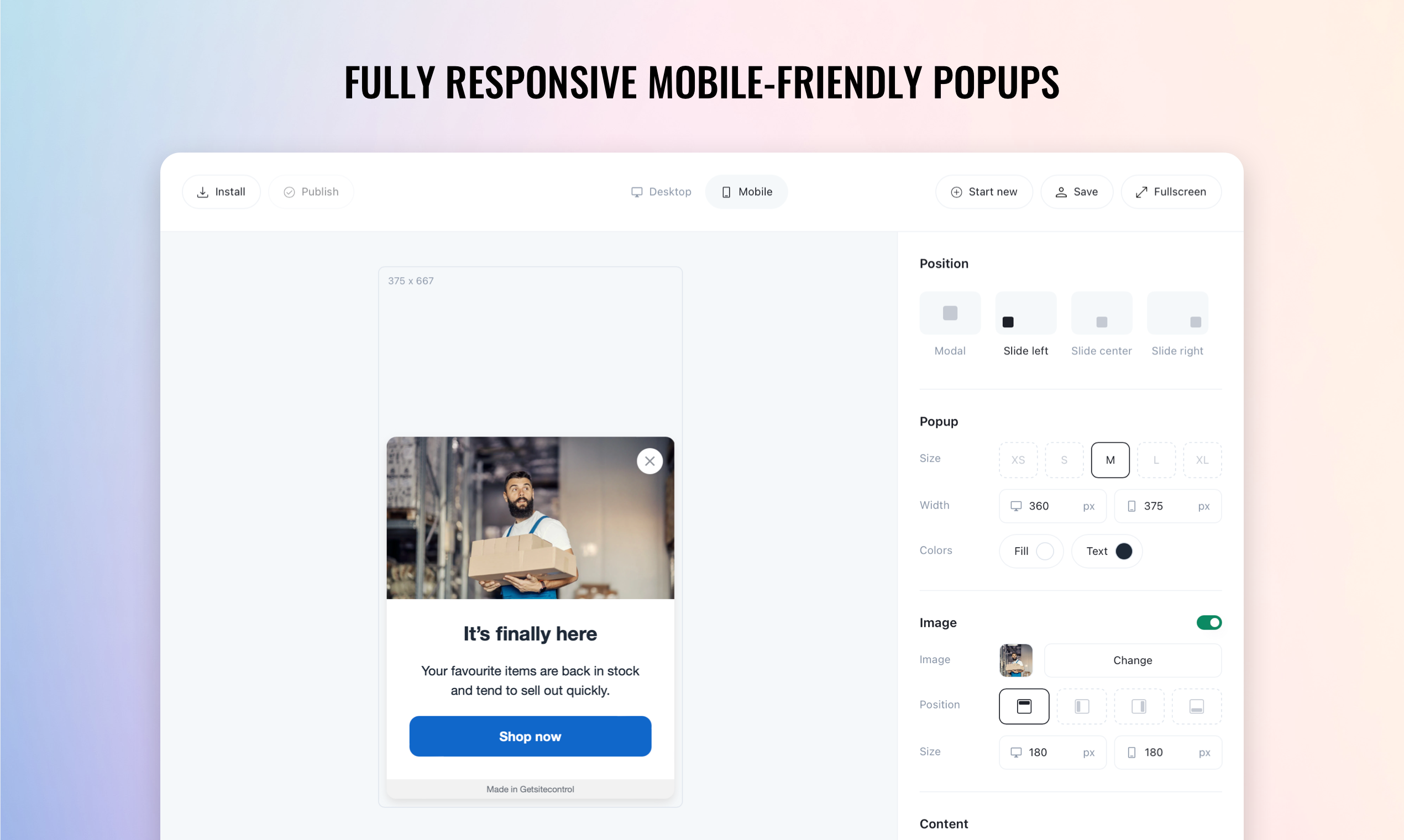 Free Popup Builder - Screenshot 4 showing product features and functionality