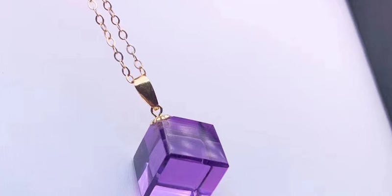 Purple Crystal Pendant in Square Shape media 1