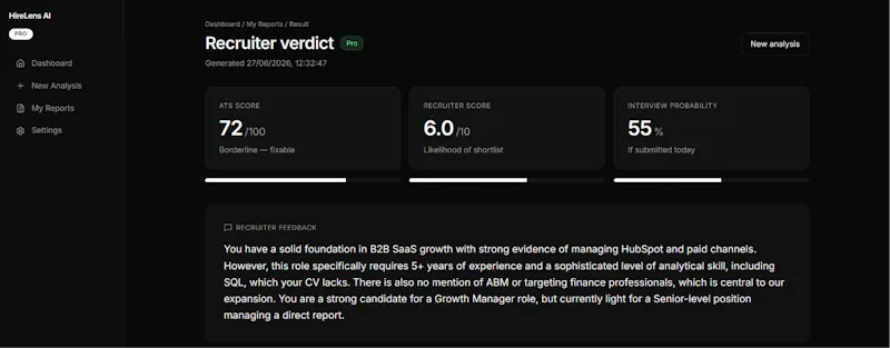 HireLens - Fix your CV, get interviews screenshot 4