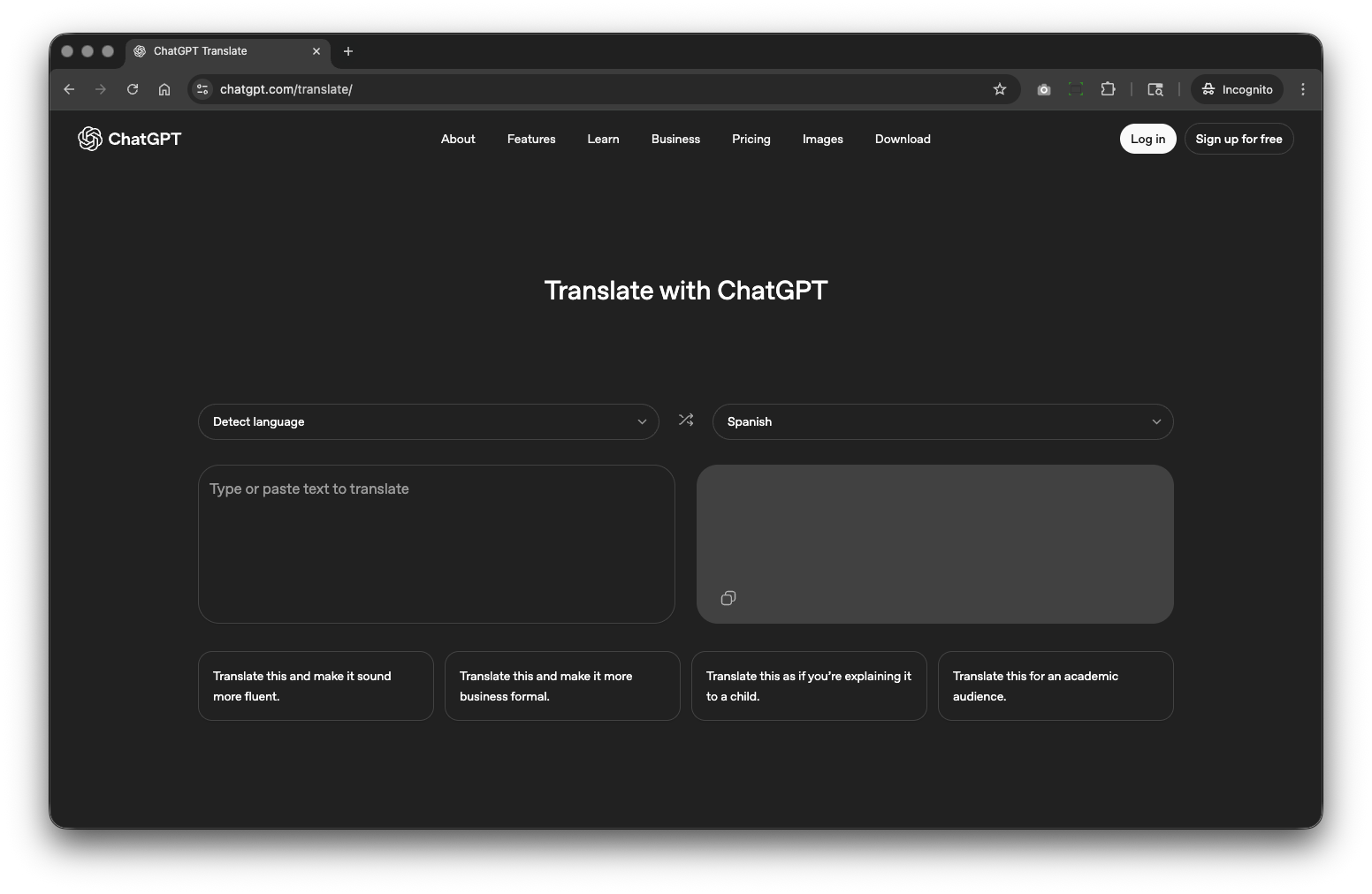 ChatGPT Translate - Screenshot 3 showing product features and functionality