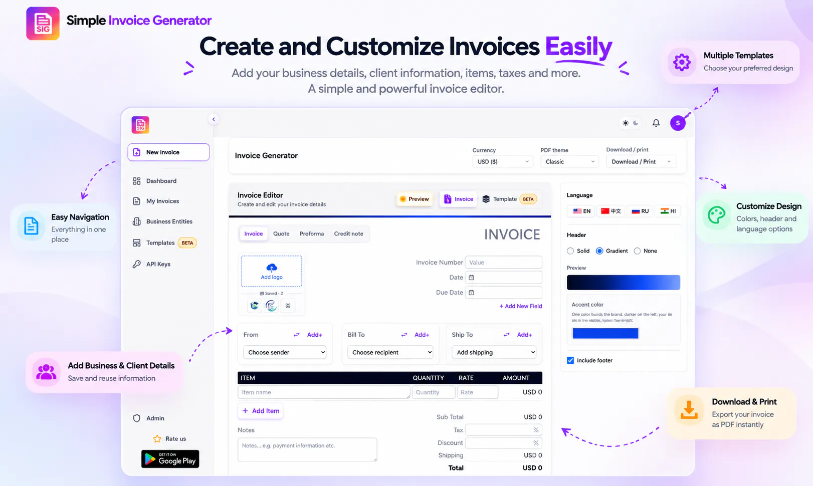 Simple Invoice Generator gallery image