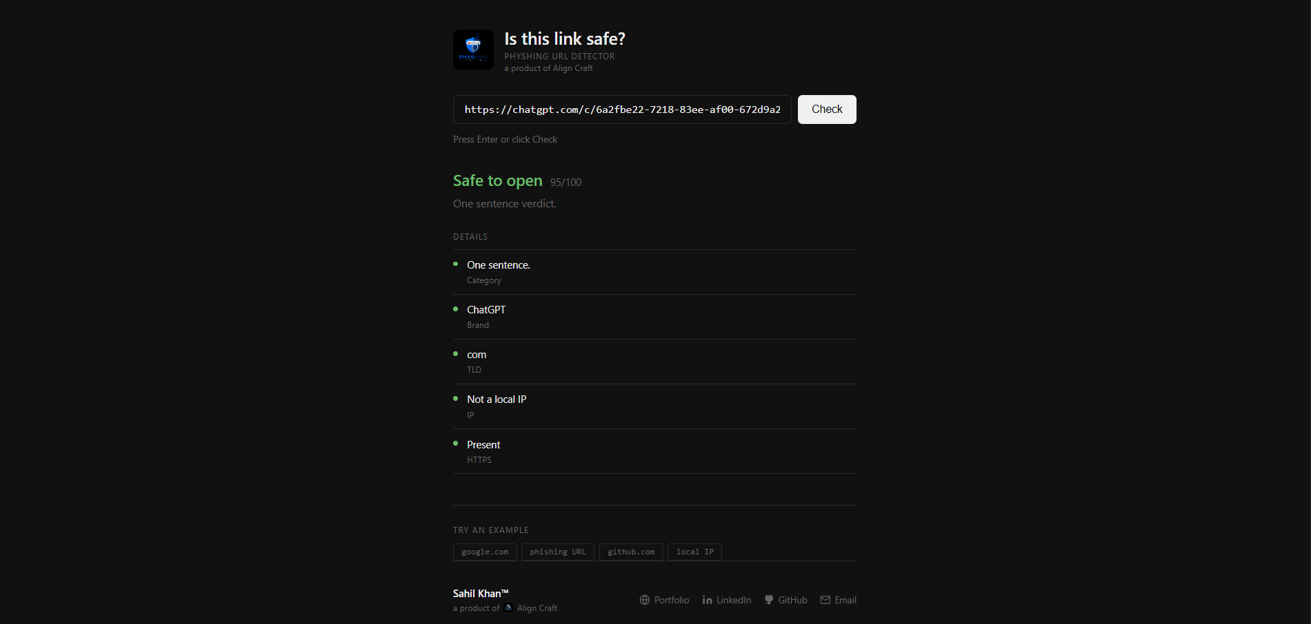 Phishing URL Detector by Align Craft gallery image