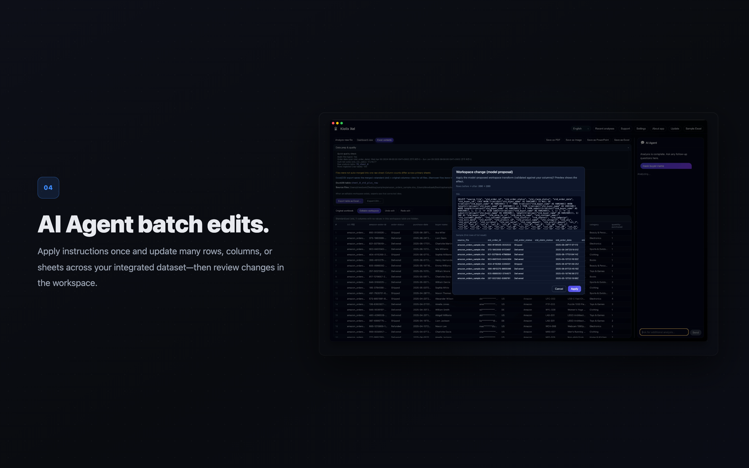 Kiolix Xel: Multi-Excel AI Agent gallery image