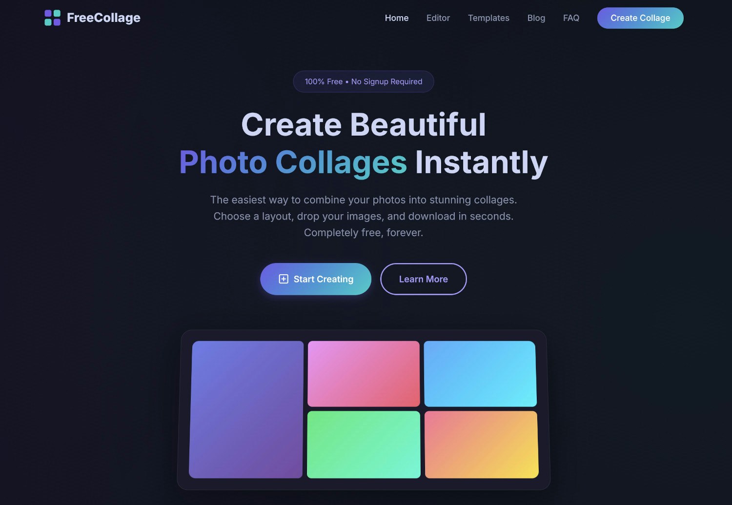 FreeCollage App - Product Hunt launch logo and brand identity