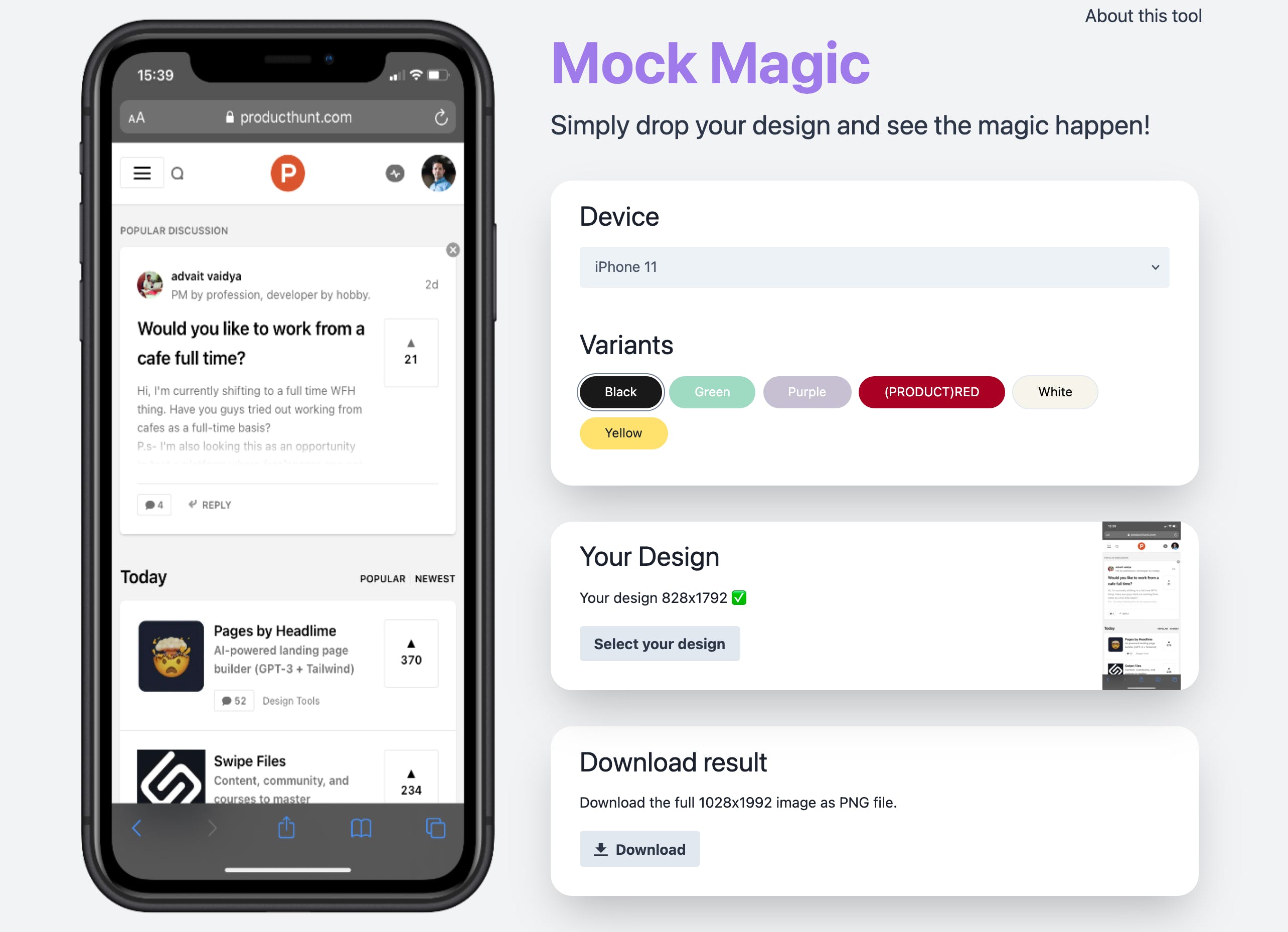 Download MockMagic - A simple, free mockup generator | Product Hunt