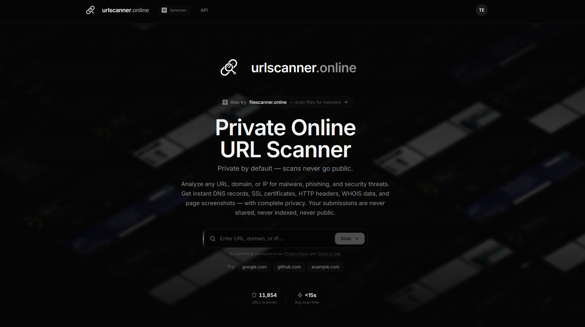 URL Scanner Online (Aprensec) gallery image