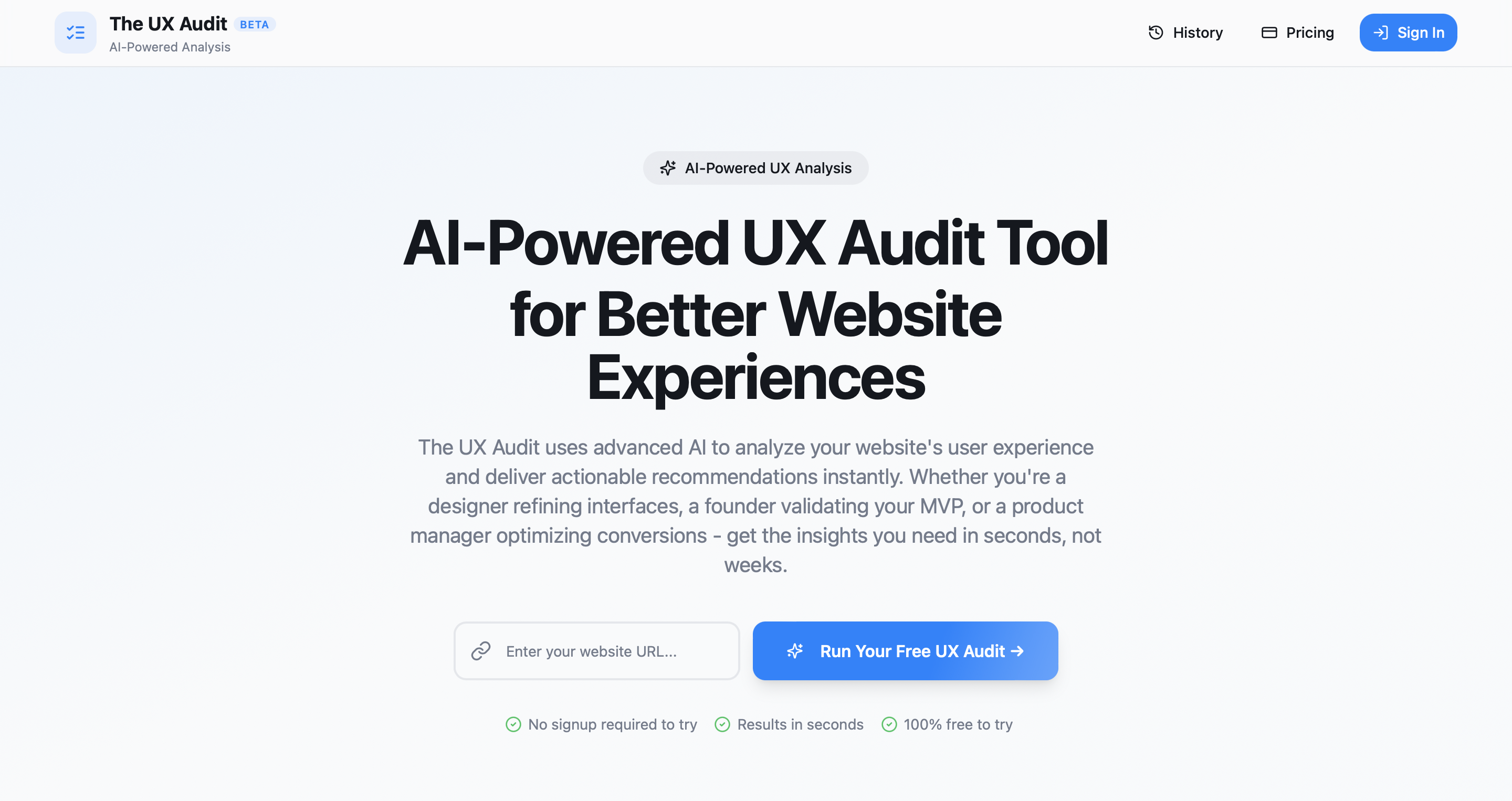 The UX Audit - Main product screenshot demonstrating key features and user interface