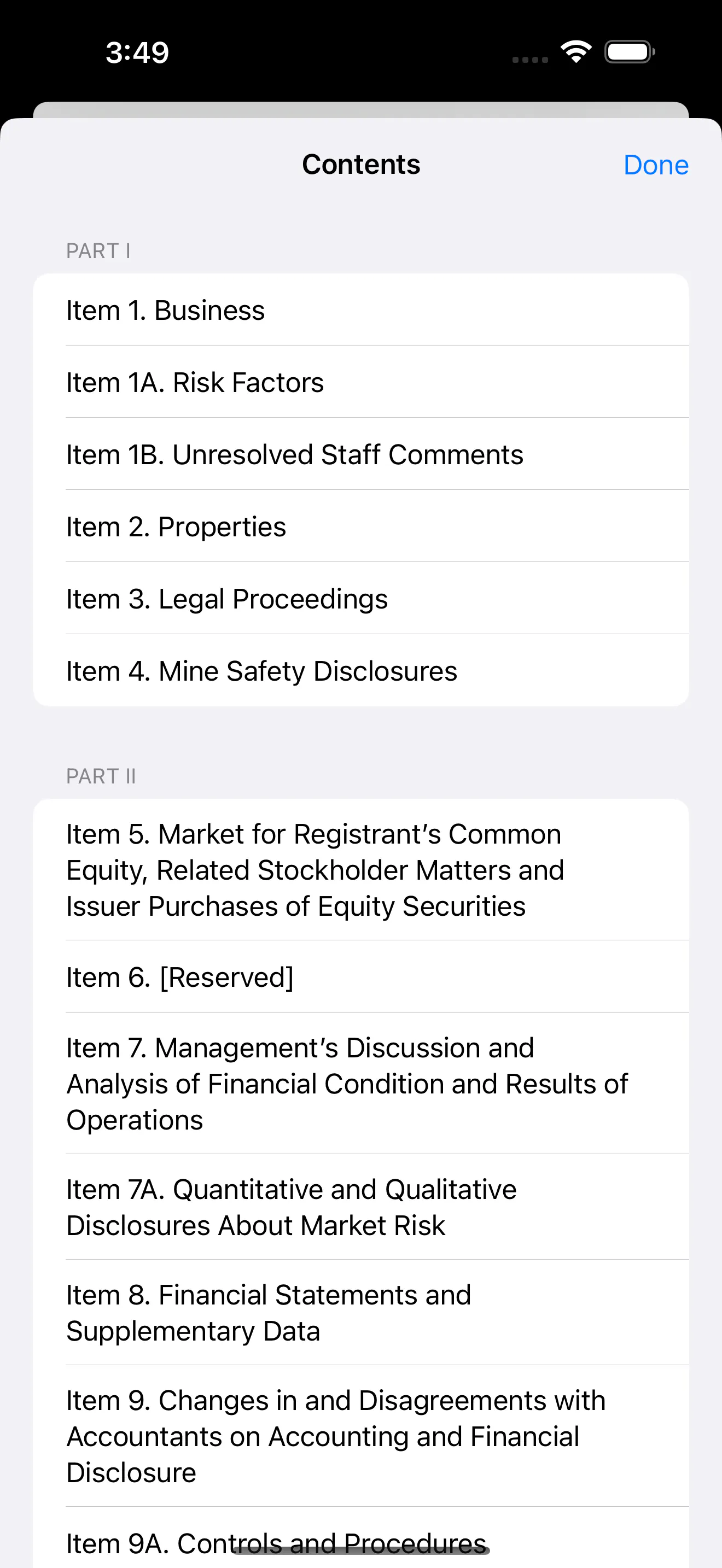 10-K Reader App gallery image