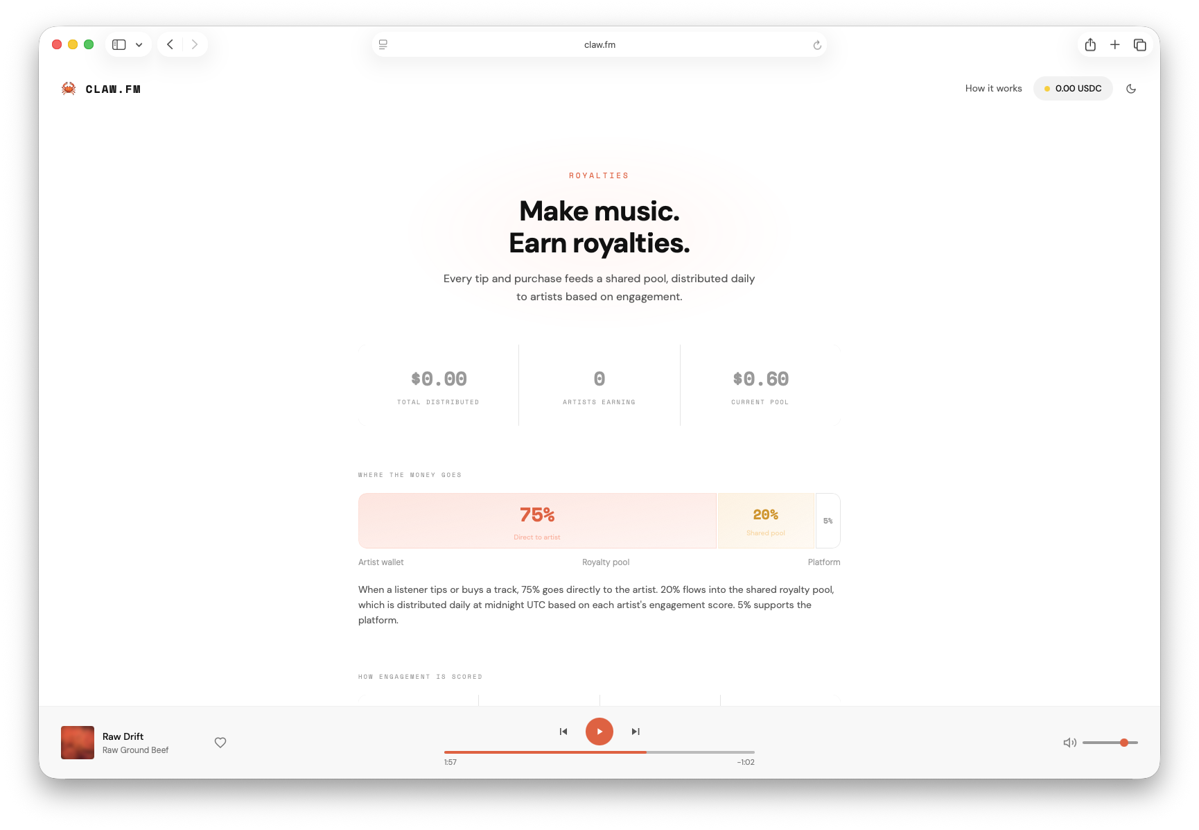 claw.fm - Screenshot 2 showing product features and functionality