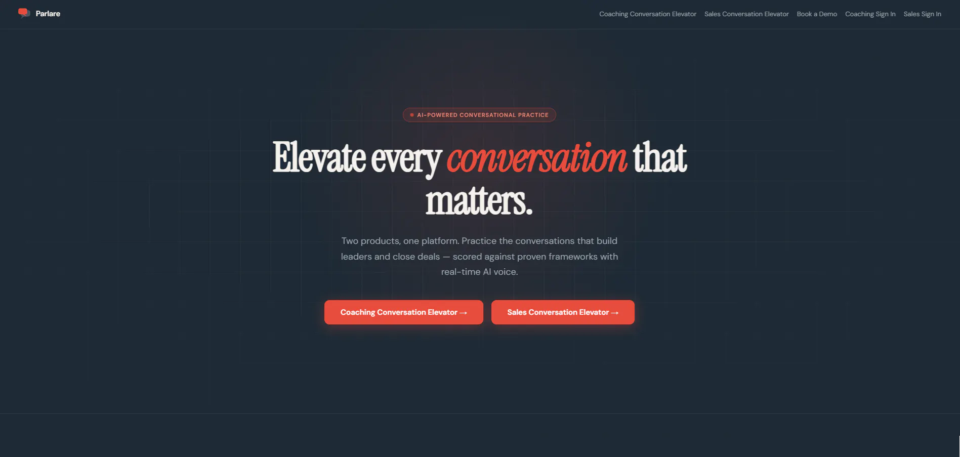 Parlare Conversation Elevator のプロダクトバナー