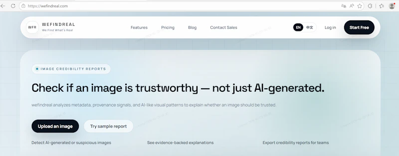 WeFindReal — AI Image Trust Checker screenshot 1