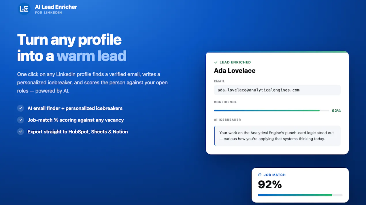 AI Lead Enricher & Job Match product