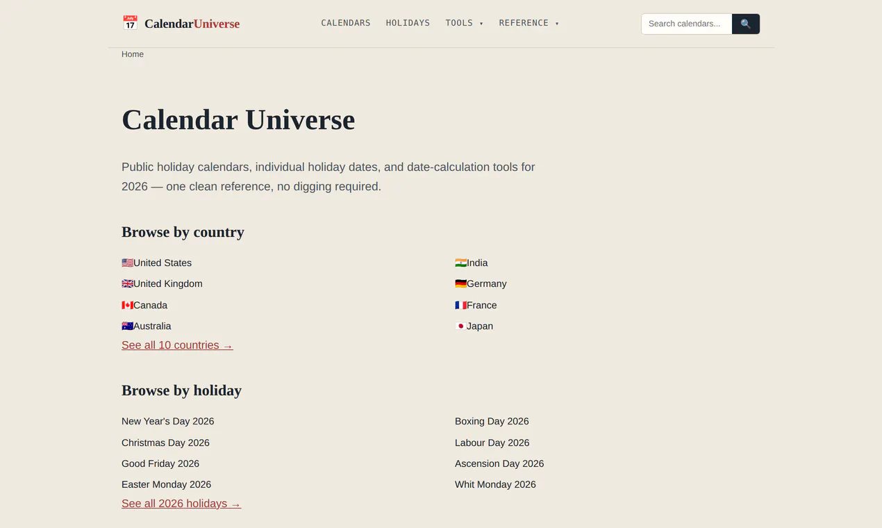 Calendar Universe gallery image