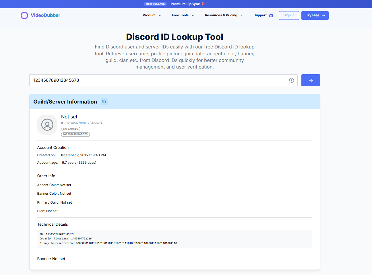 Discord ID Lookup Tool gallery image