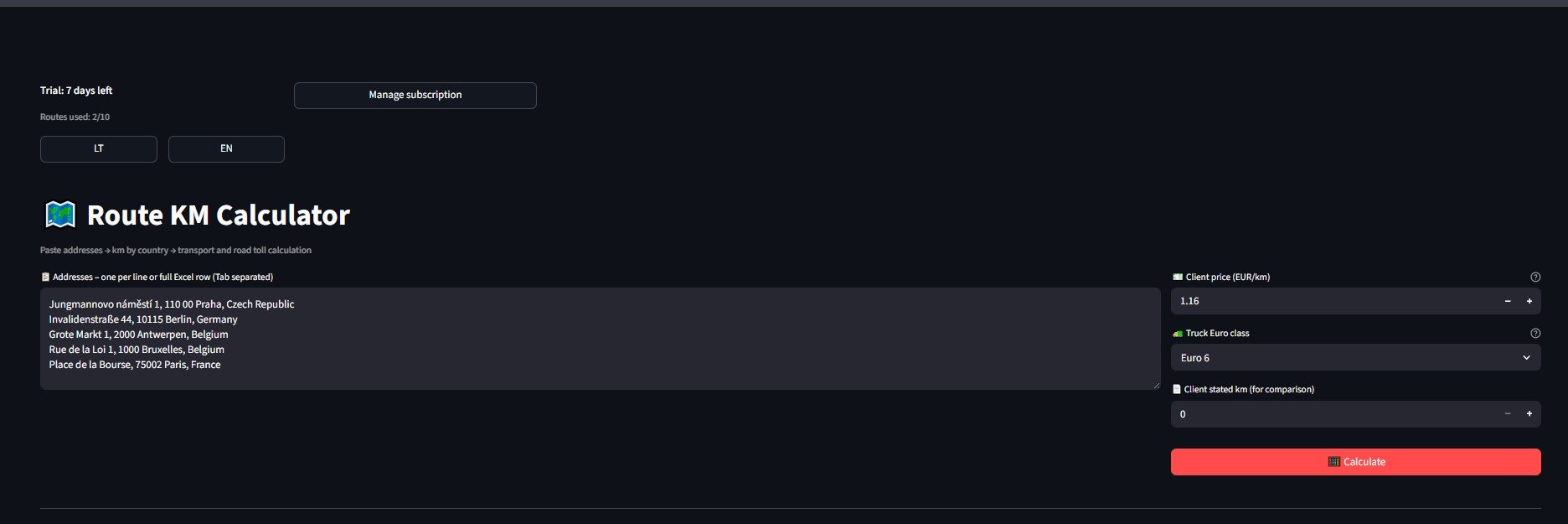 RouteCalc gallery image