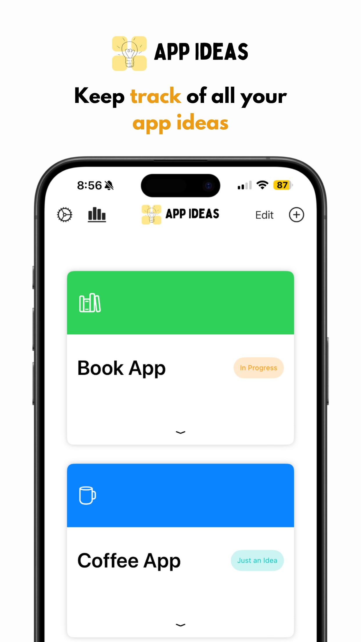 Appideasapp - Behalten Sie alle Ihre App -Ideen im Auge Medien 1