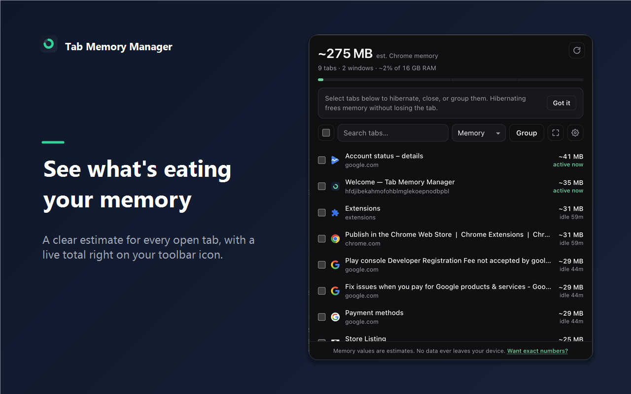 Tab Memory Manager gallery image