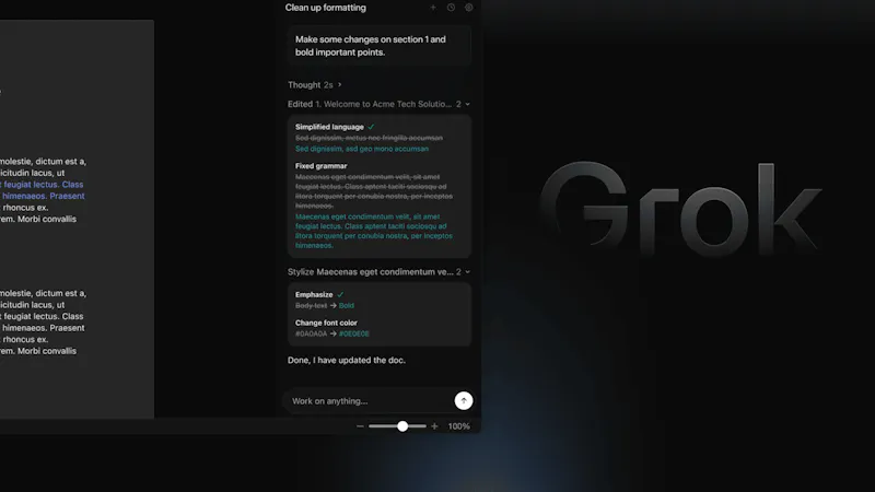 Grok by SpaceXAI for Word screenshot 2