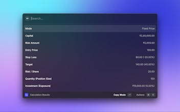Raycast Position Size Calculator gallery image