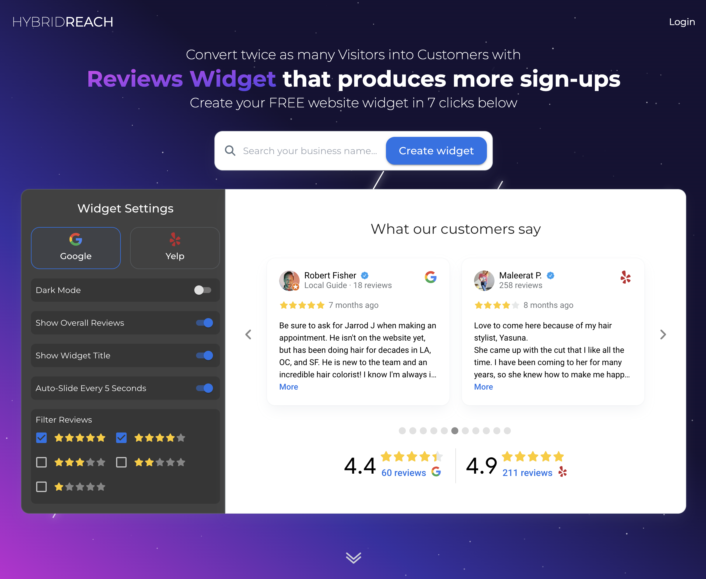 Google / Yelp Reviews Widget media 2