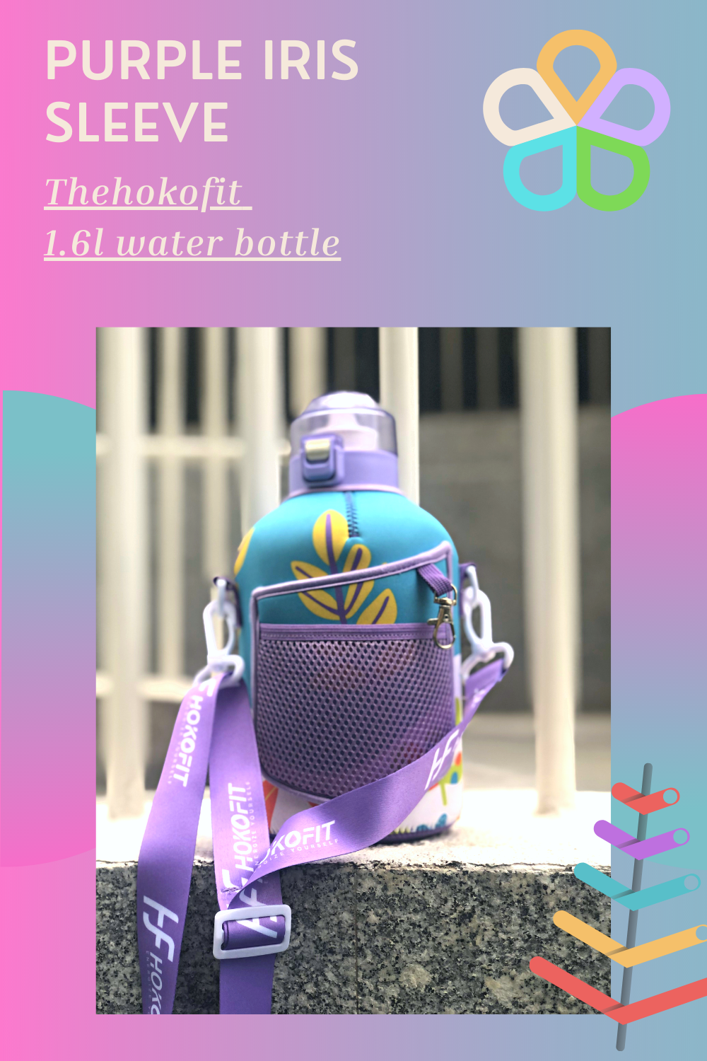 Purple Iris-1.6L-Thehokofit Water Bottle