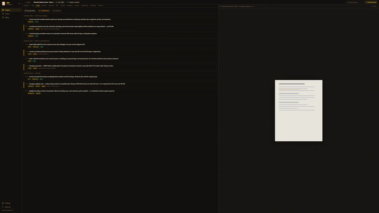 NIX, Bid Intelligence for Subcontractors screenshot 3