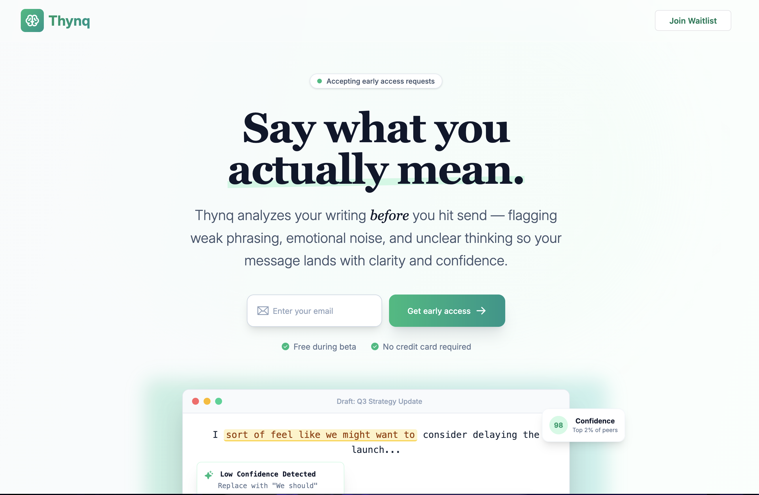 Thynq: Communication fitness tracker - Main product screenshot demonstrating key features and user interface