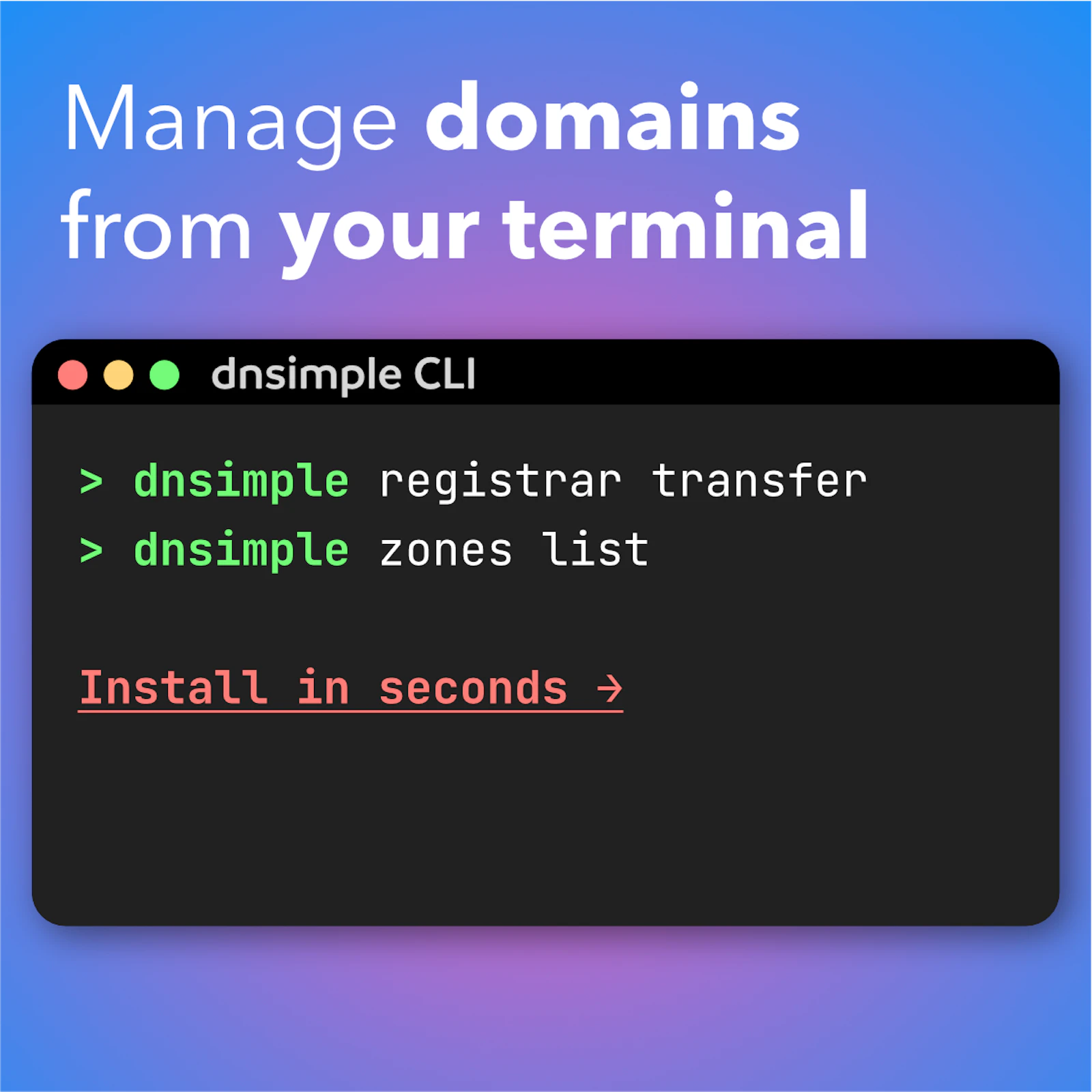 DNSimple CLI screenshot 2