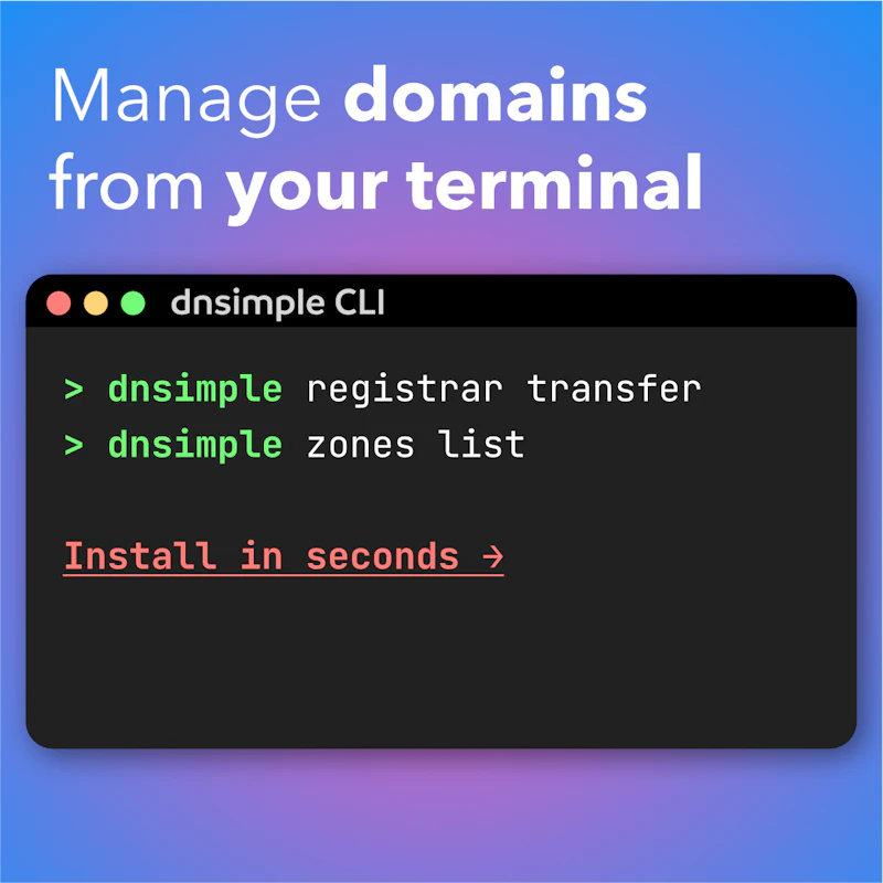 DNSimple CLI screenshot 2