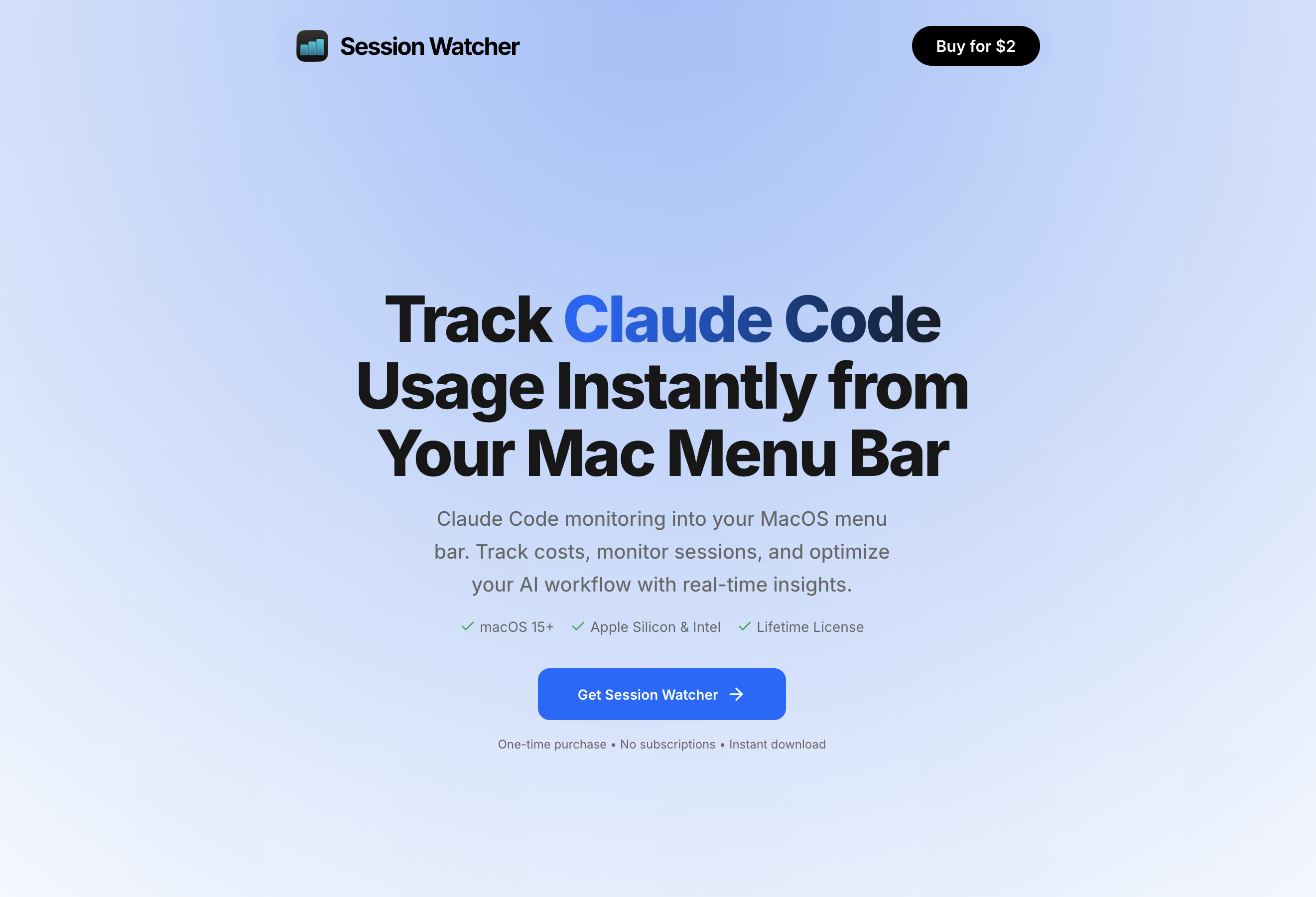 Oturum izleyicisi - MacOS menü çubuğunuzdaki Claude kod kullanımını izleyin medya 1