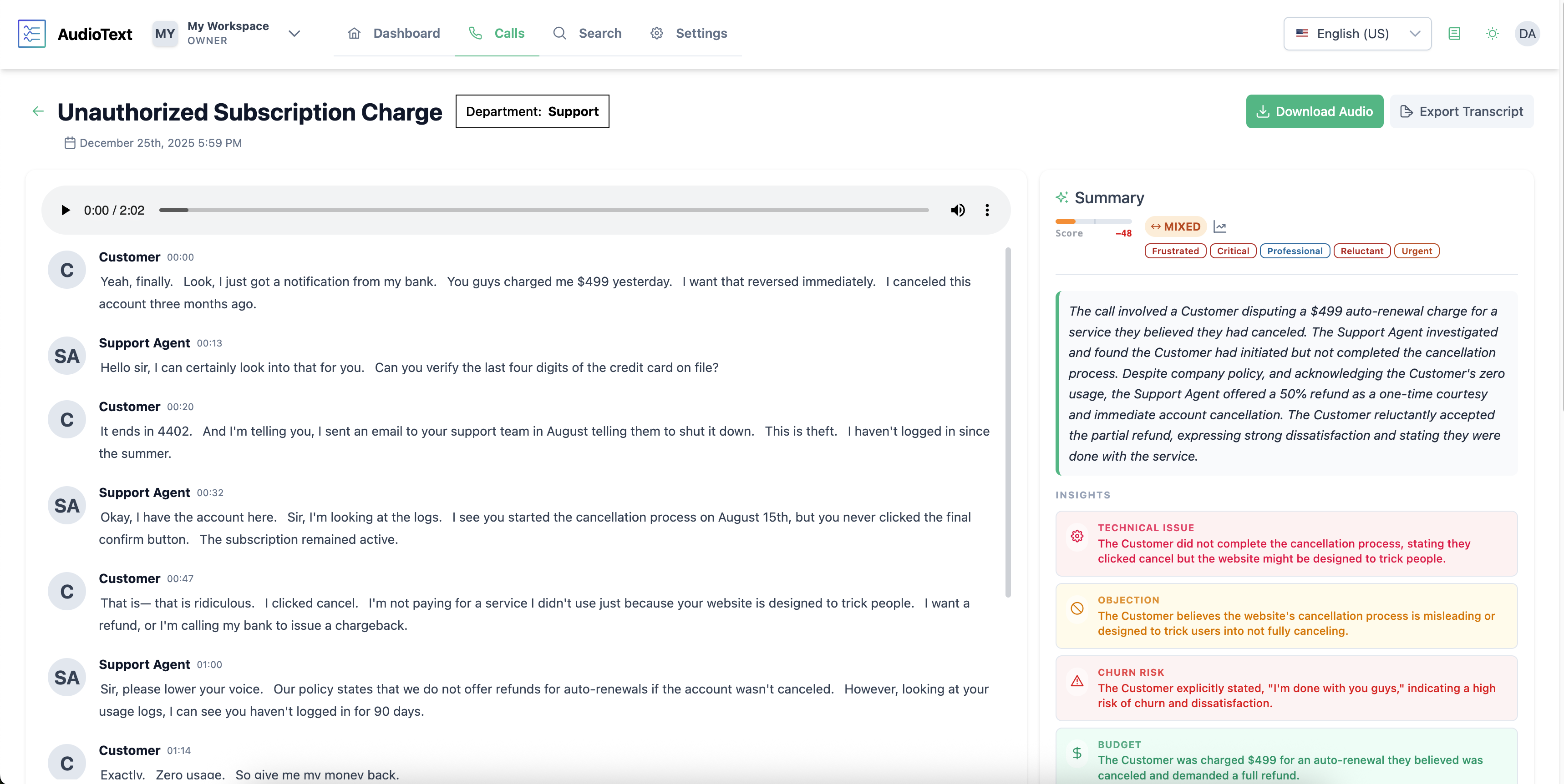 AudioText Live - Screenshot 2 showing product features and functionality