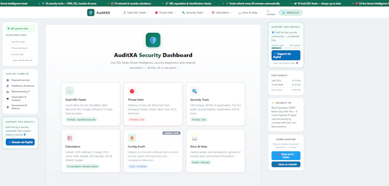 AuditXA — Security Dashboard screenshot 1
