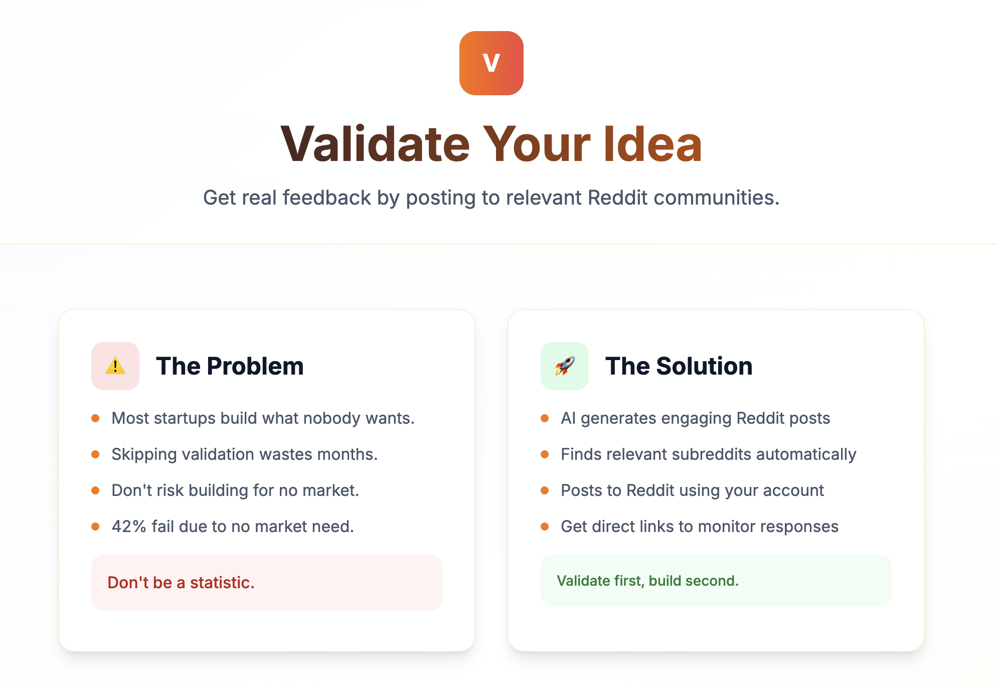 IdeaValidator - Reddit -Idea -Validierung Medien 1