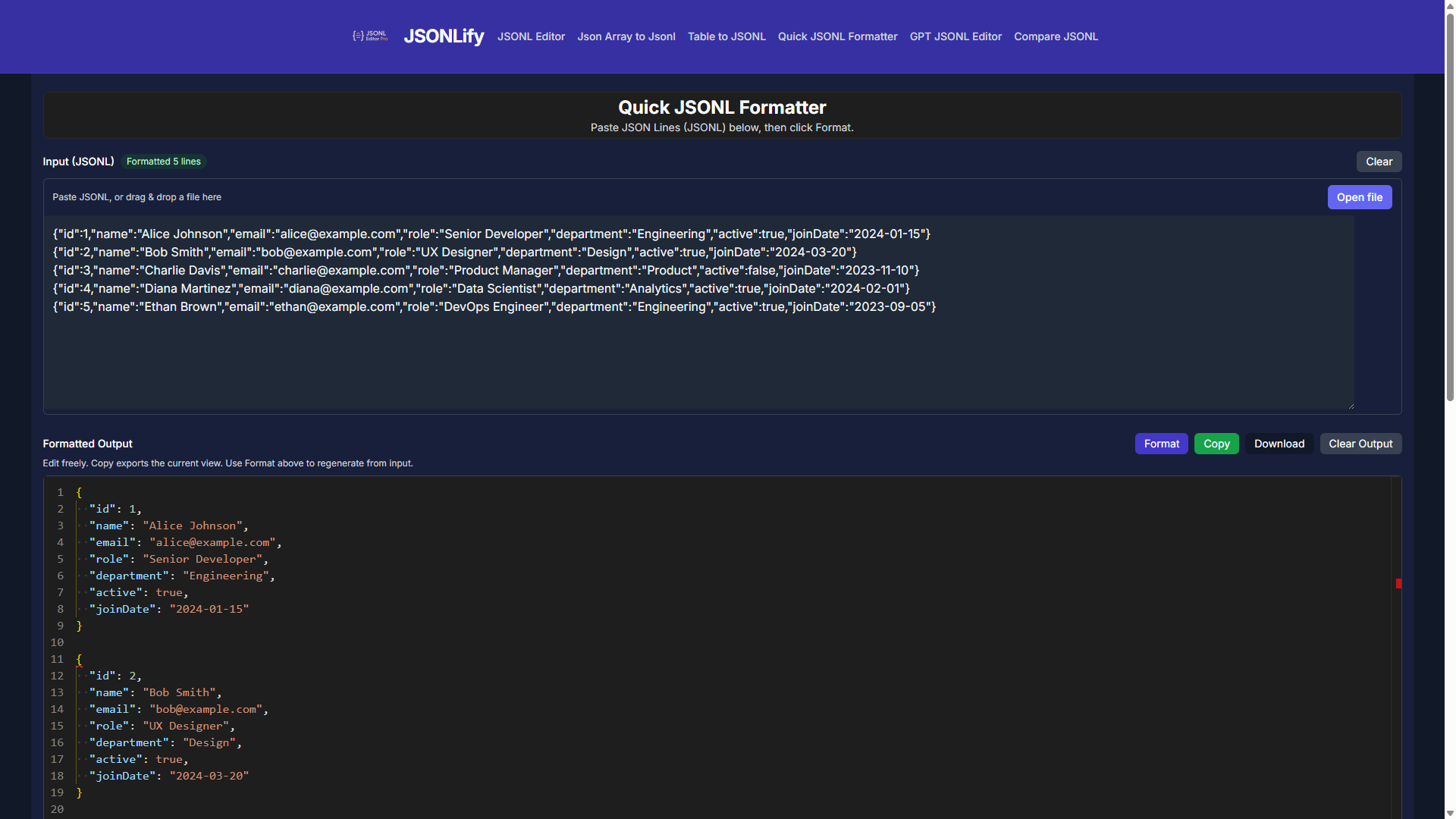 Quick JSONL Formatter  gallery image