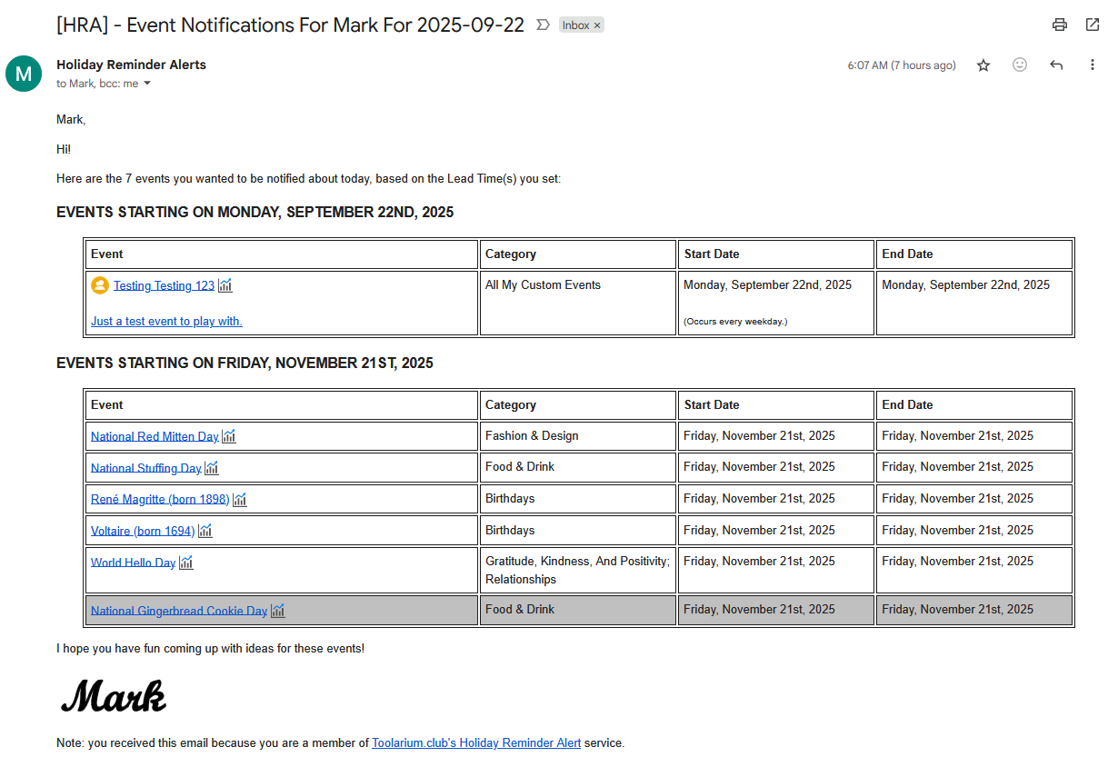 Holiday Reminder Alerts gallery image