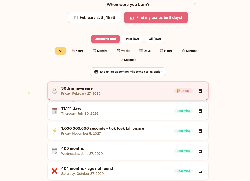 Bonus Birthdays - Screenshot 2 showing product features and functionality