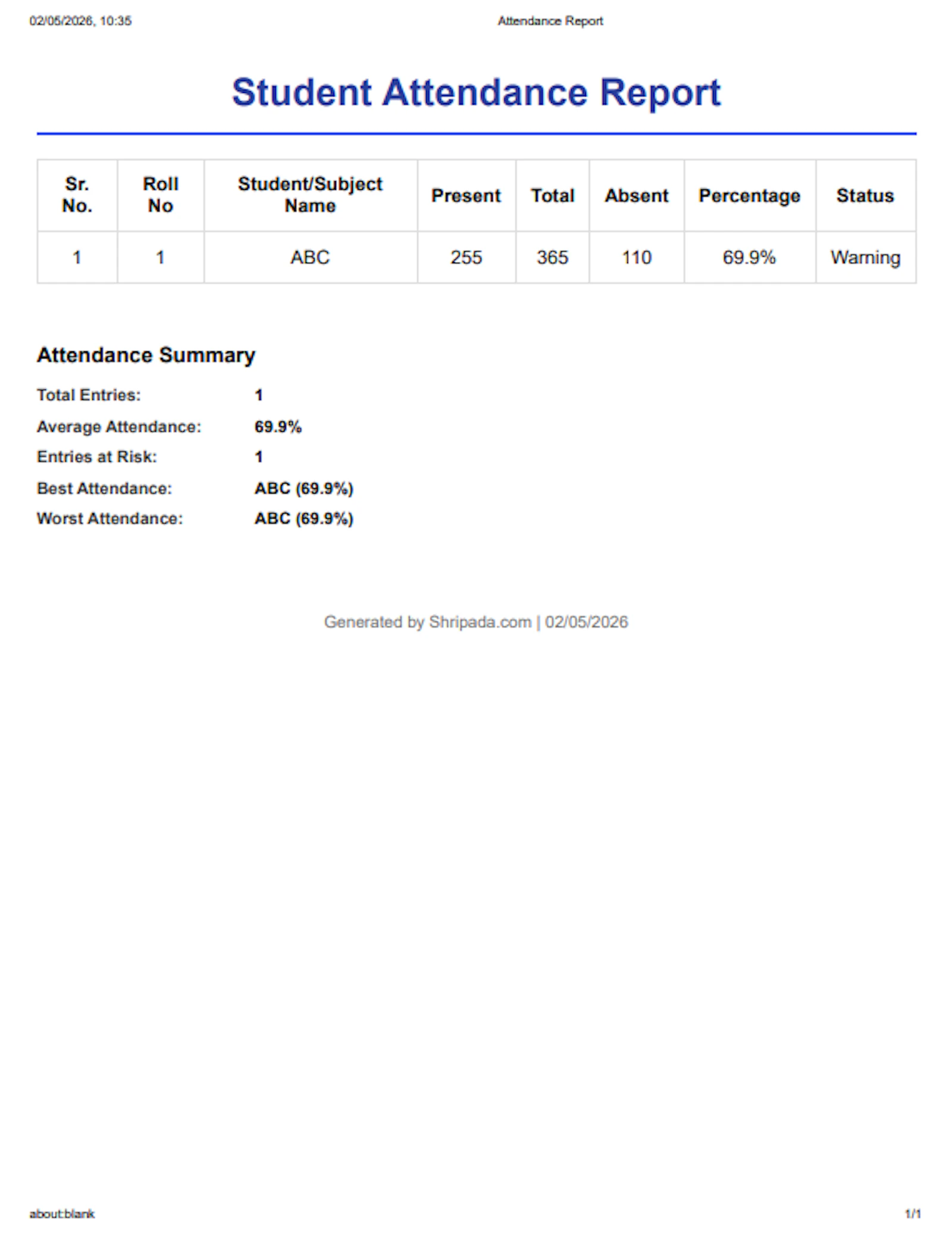 Online Attendance Percentage Calculator screenshot 9