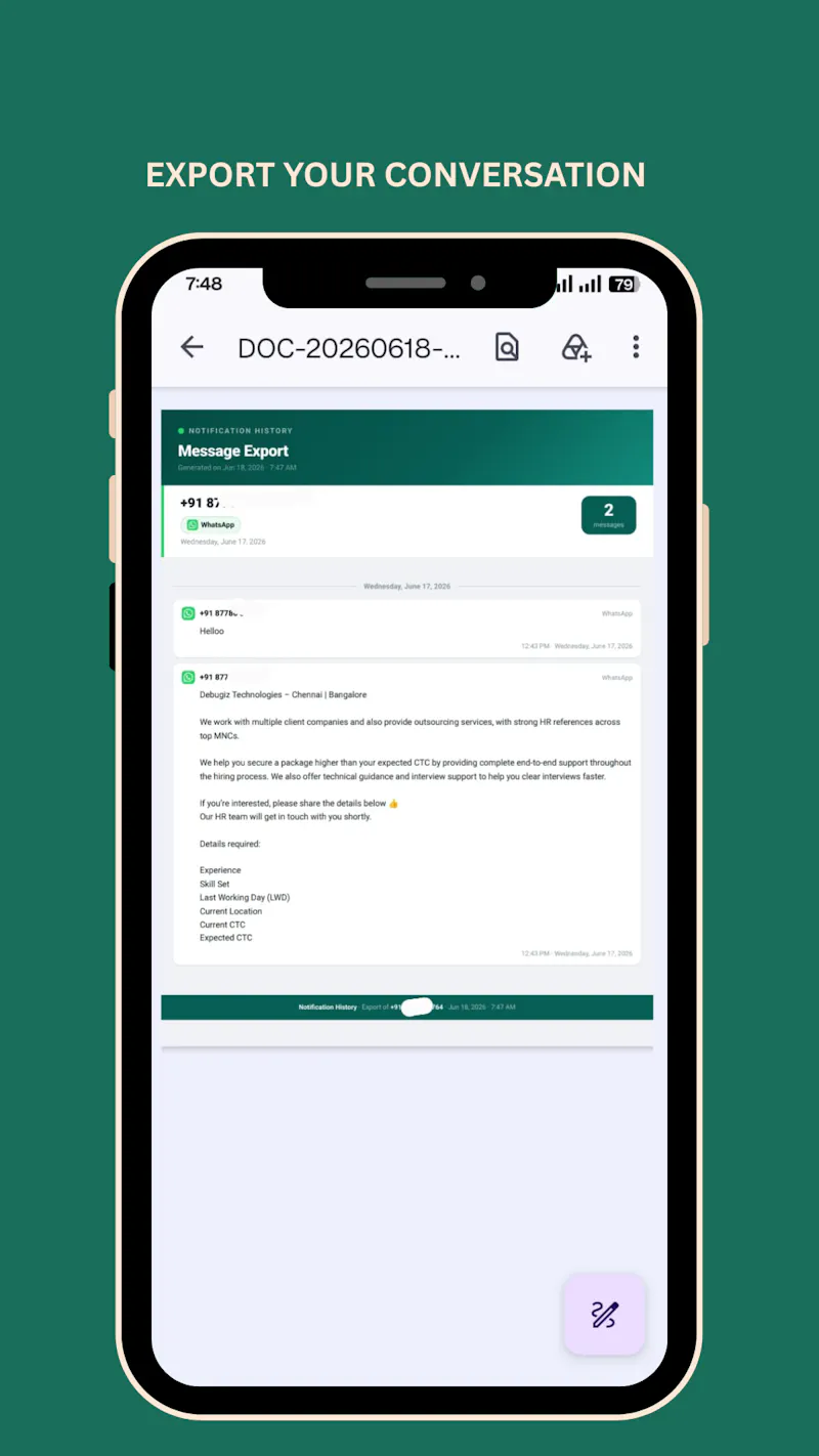 Notification History Log screenshot 2