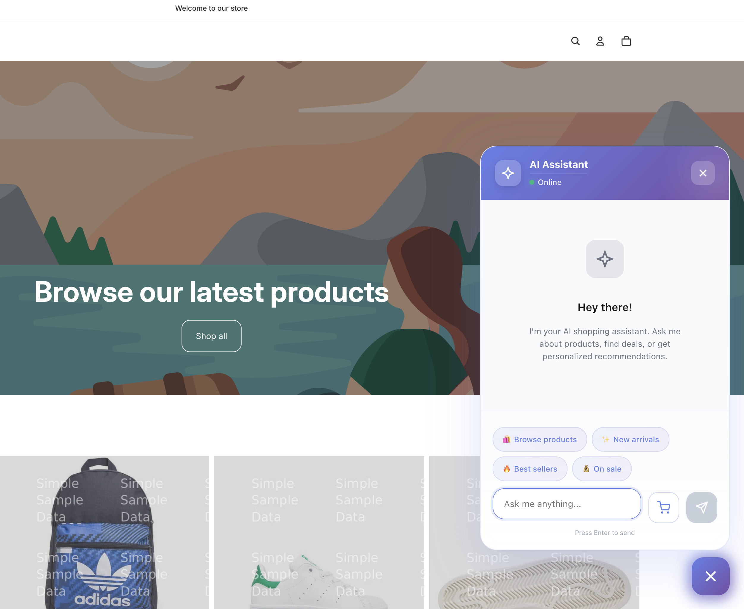 AI Storefront Agent for Shopify - Screenshot 2 showing product features and functionality