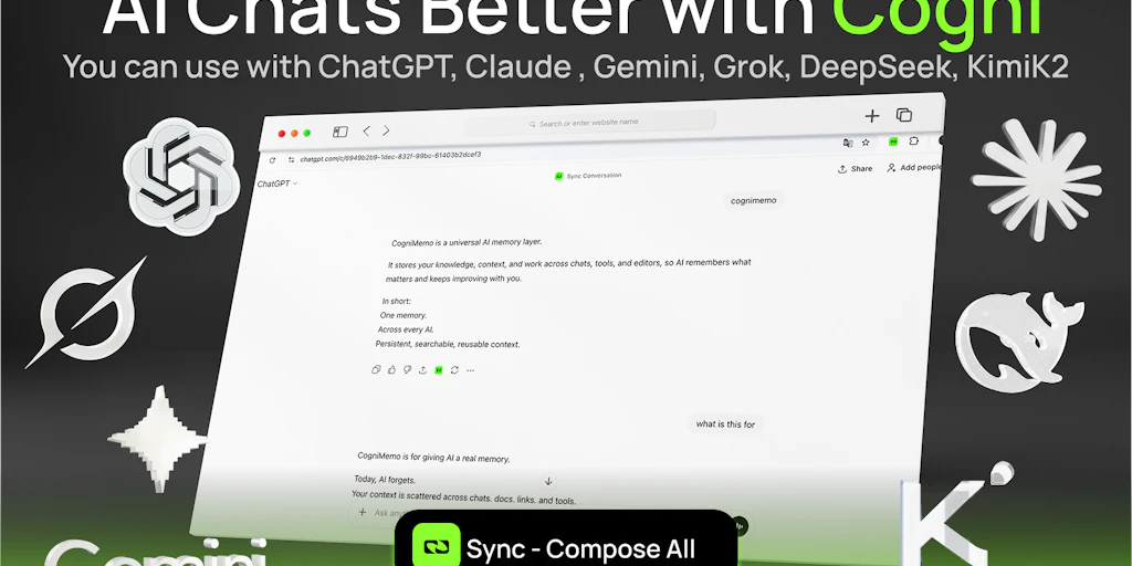 CogniMemo 擴充功能:融入您工作流程的 AI 記憶工具