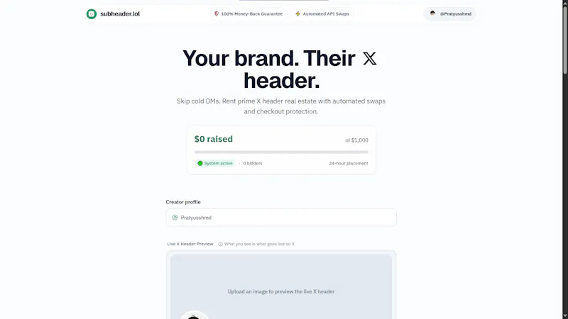 SubHeader screenshot 2