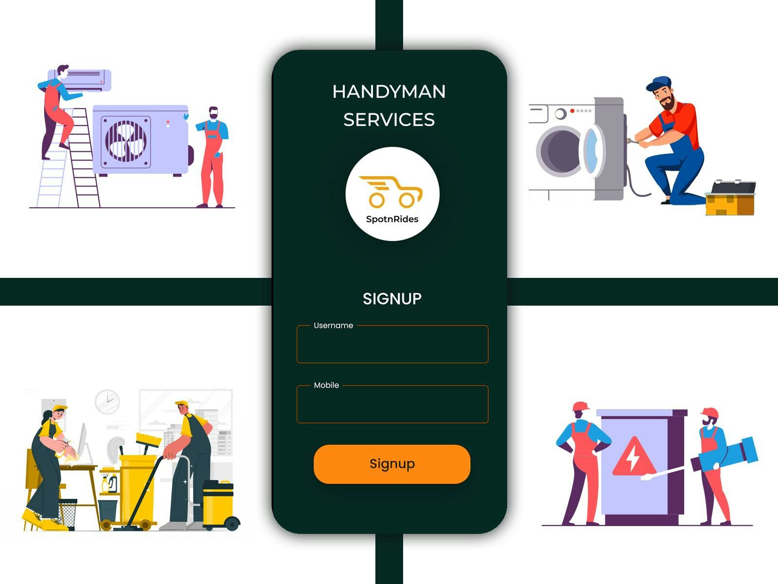 Uber untuk aplikasi tukang paip oleh Spotnrides media 1