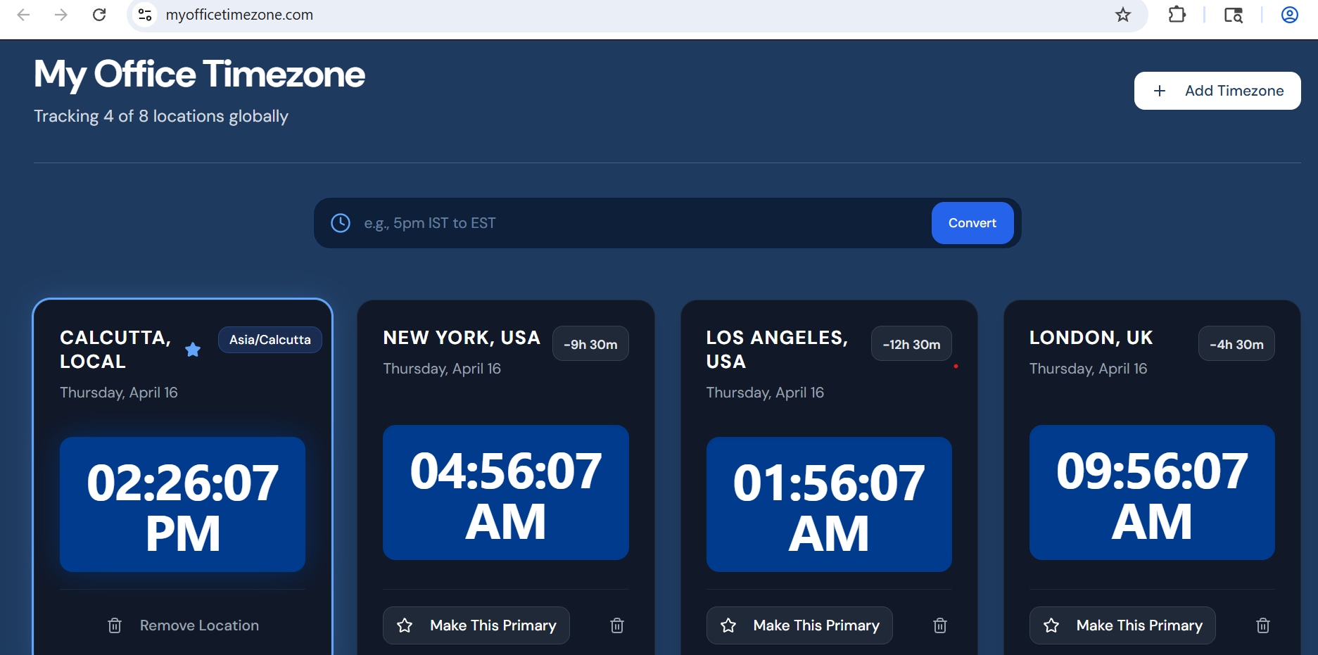 My Office Timezone