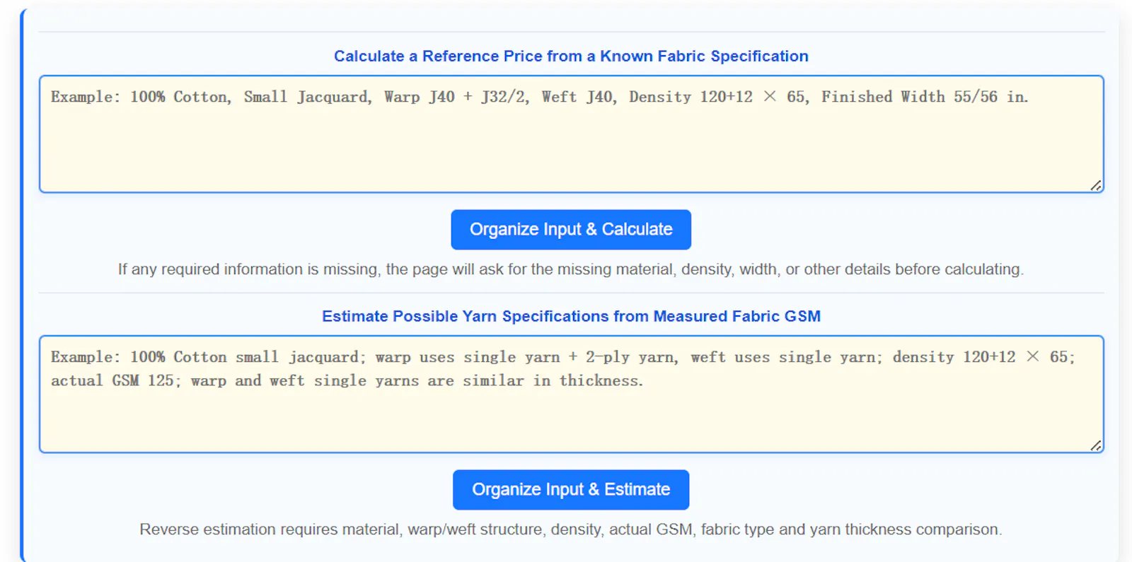Woven Jacquard Price Calculator screenshot 2