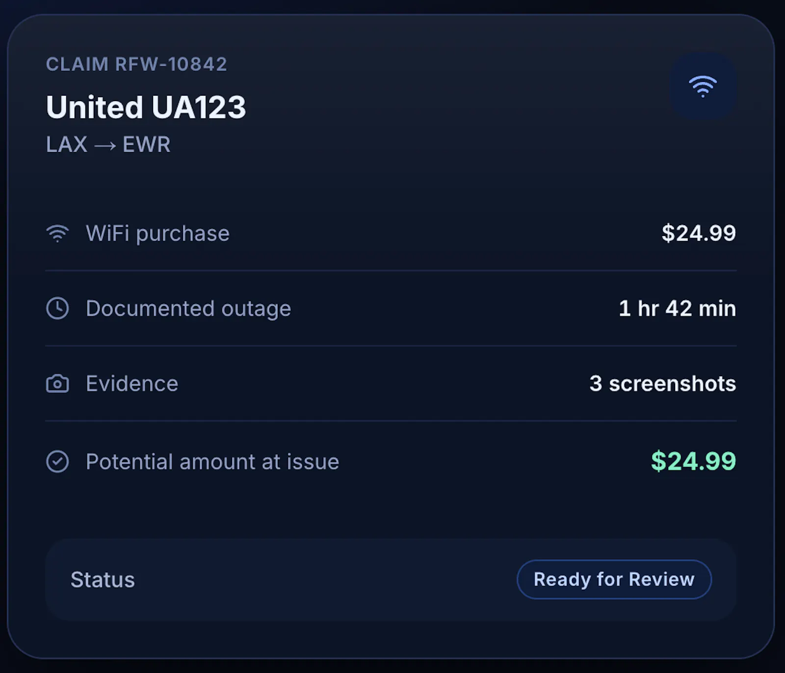 RefundFlightWiFi screenshot 2