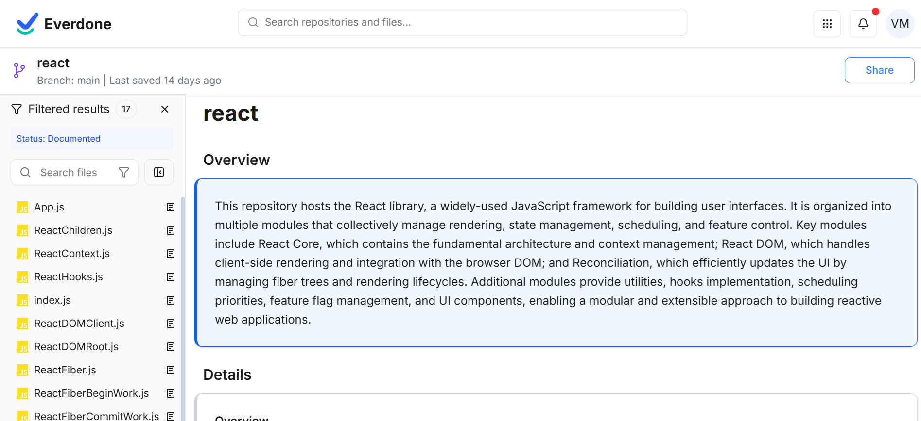 Everdone – AI-powered Code Documentation - Main screenshot showing features and interface