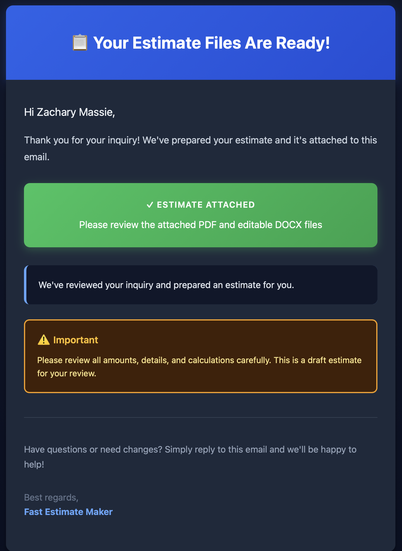 Fast Estimate Maker - Screenshot 3 showing product features and functionality